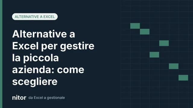 Copertina blog Nitor: alternative a Excel per gestire la piccola azienda, con griglia di foglio di calcolo stilizzata